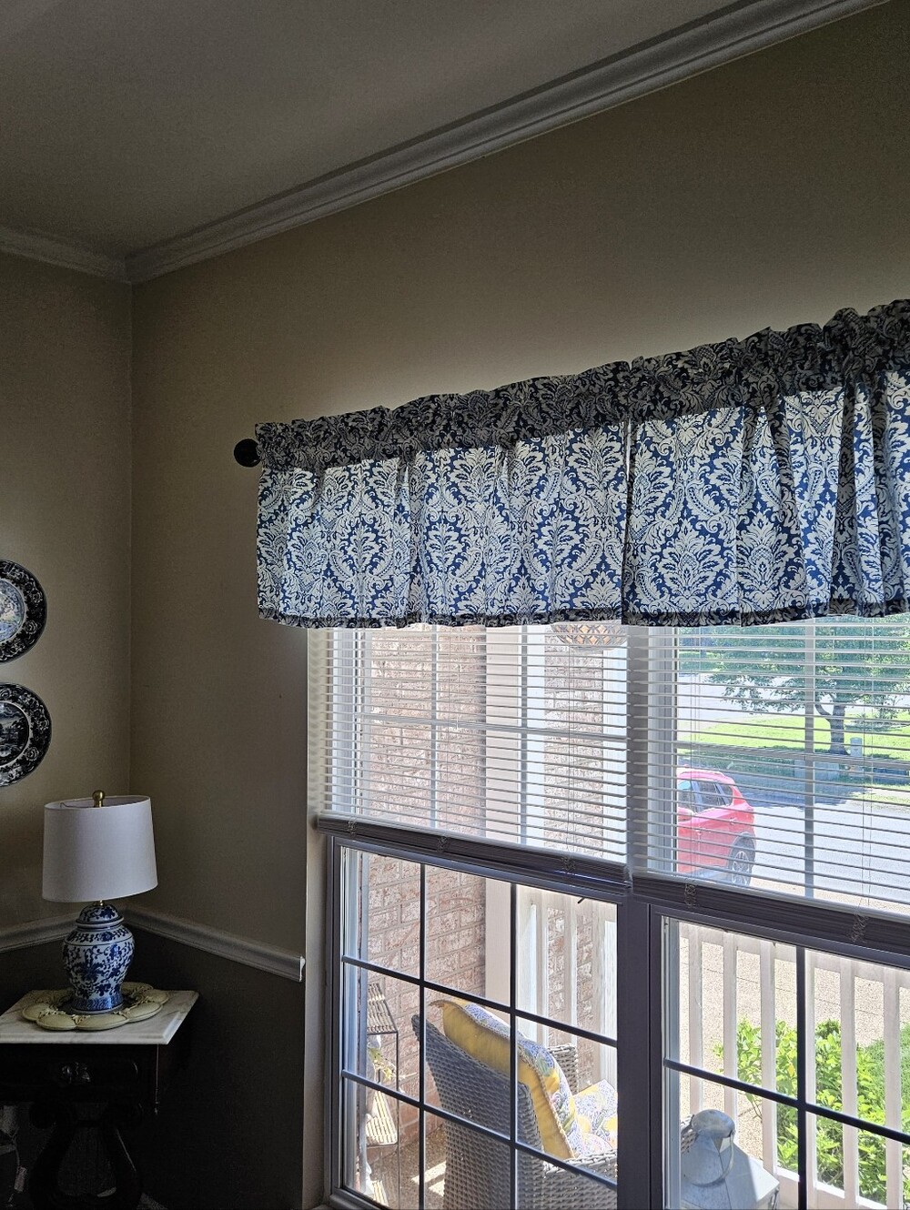 Waverly Blue Damask Valance